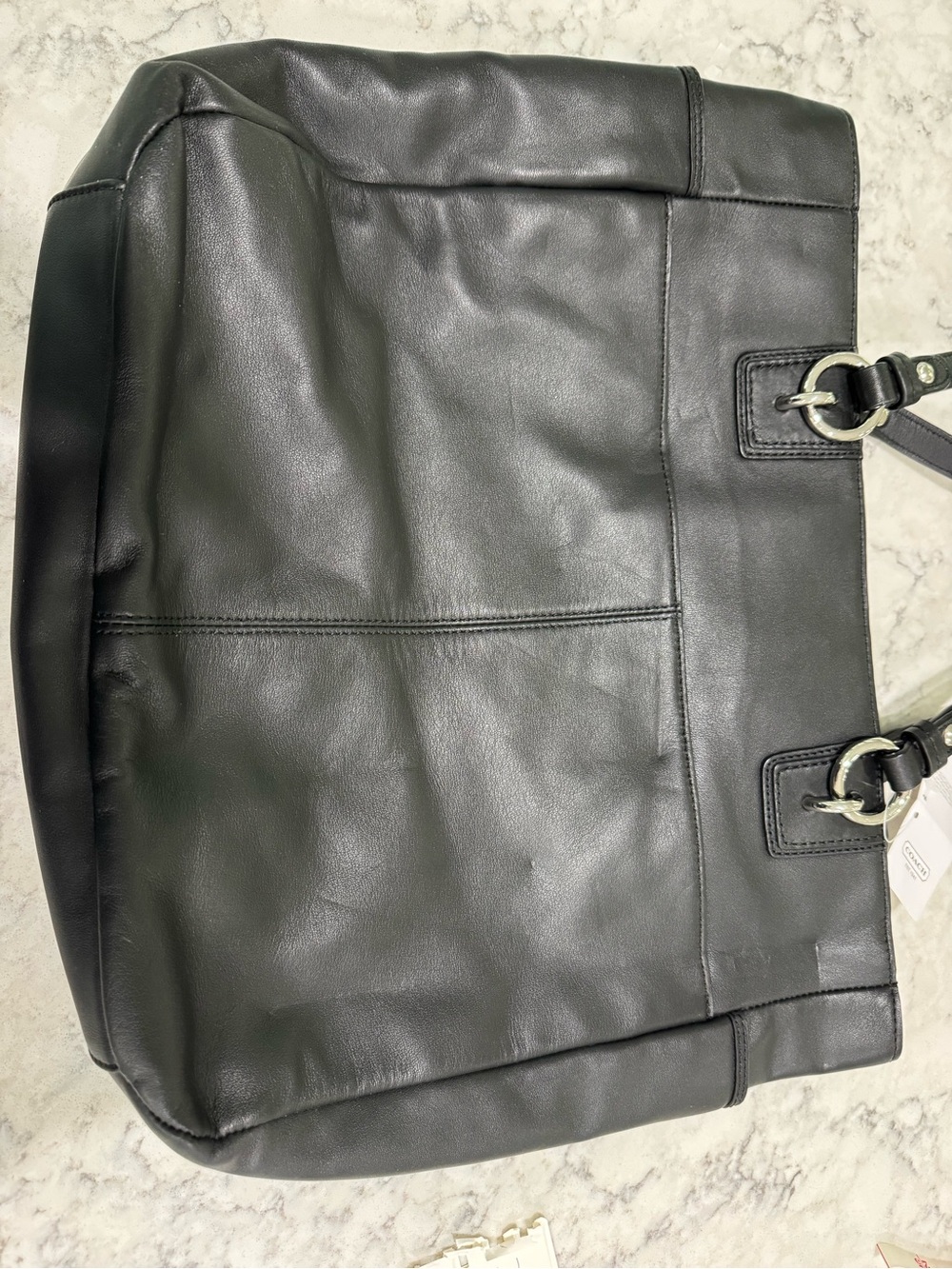Coach black leather tote F19456 Silver hardware NWT - Picture 5 of 13